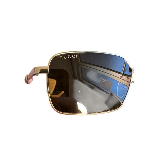 Gucci NWT GG1495S Running Web Rectangular Sunglasses in Gold - Picture 10 of 13